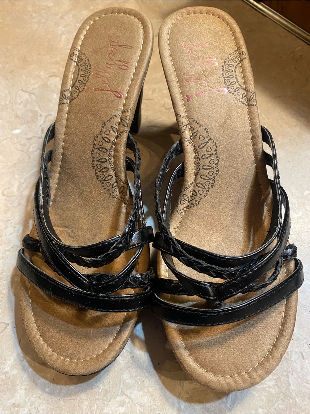 Jellypop Black Braided Strap Slide Sandals